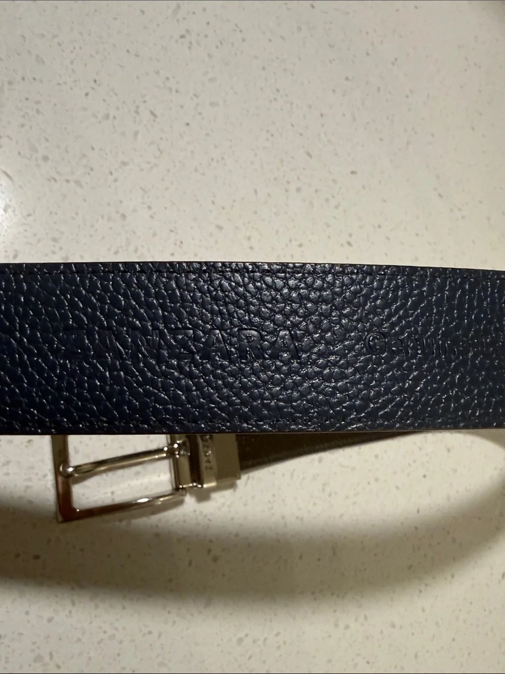 Zanzara Mens Reversible Leather Belt Brown Navy Blue Silver Buckle Size 40